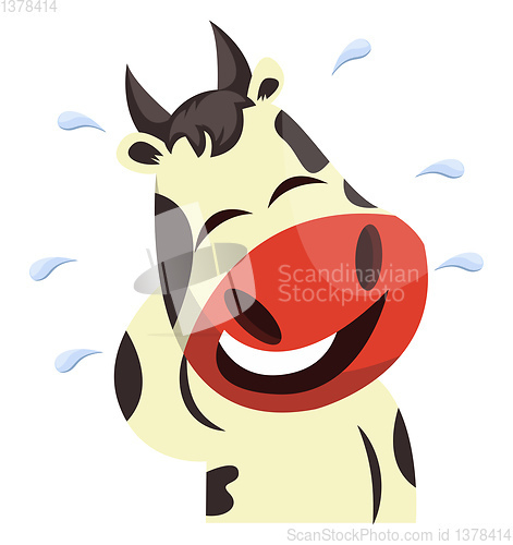 Image of Cow is laughing in tears, illustration, vector on white backgrou