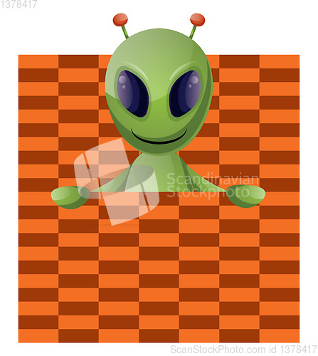 Image of Alien in box, illustration, vector on white background.