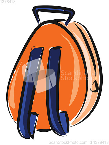 Image of Orange colored backpack, vector or color illustration.