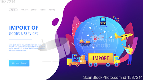 Image of Import of goods and services concept landing page