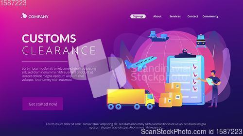Image of Customs clearance concept landing page