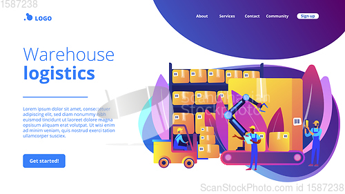 Image of Warehouse logistics concept landing page.