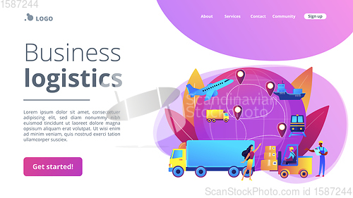 Image of Business logistics concept landing page.