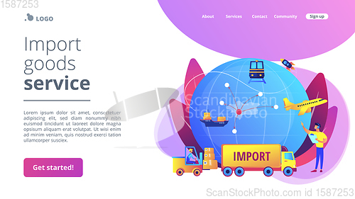 Image of Import of goods and services concept landing page