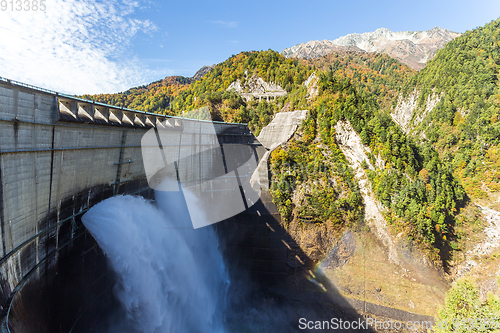 Image of Kurobe dam and rainbow