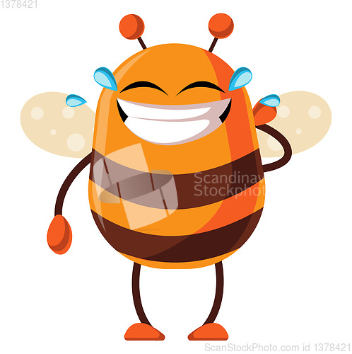 Image of Bee is laughing in tears, illustration, vector on white backgrou