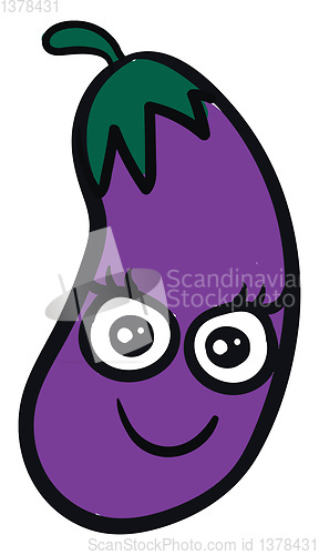Image of Happy eggplant, vector or color illustration.