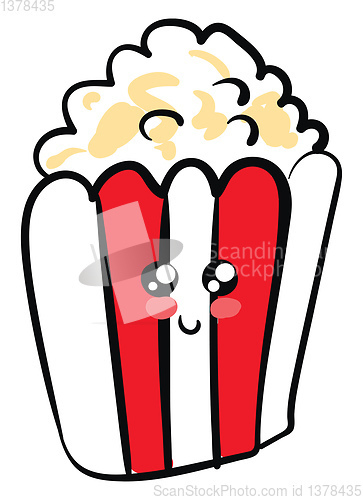 Image of Image of cute pop corn, vector or color illustration.