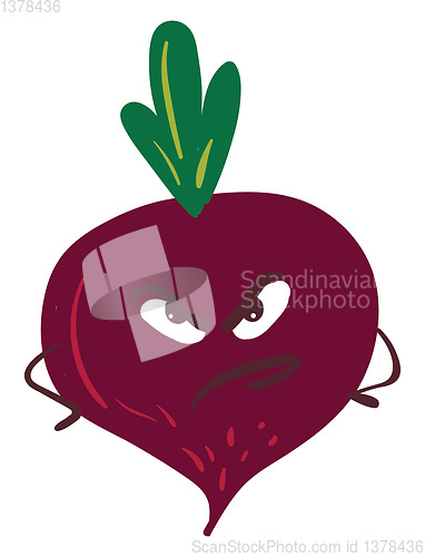 Image of Image of angry beet, vector or color illustration.