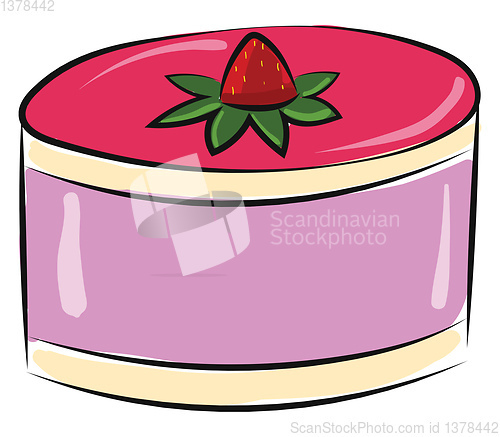 Image of Image of cake with strawberries and jelly, vector or color illus