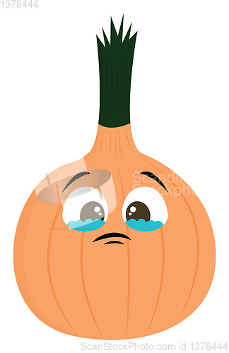 Image of Sad onion, vector or color illustration.