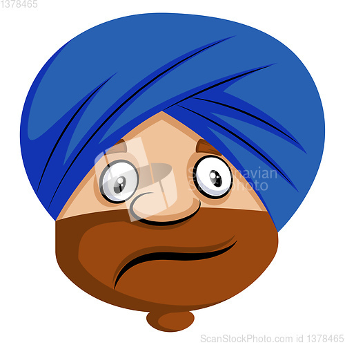 Image of Muslim human emoji confused, illustration, vector on white backg