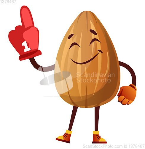 Image of Almond is cheering for his favourite club, illustration, vector 