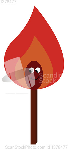 Image of A brown colored match stick, vector or color illustration.