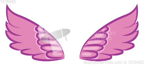 Image of A color illustration of purple wings, vector or color illustrati