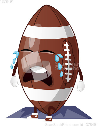 Image of Rugby ball is crying, illustration, vector on white background.