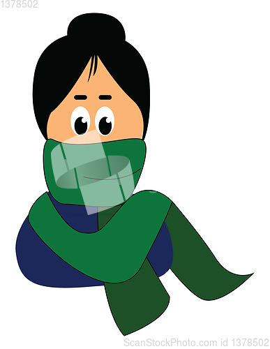 Image of Green scarf, vector or color illustration.