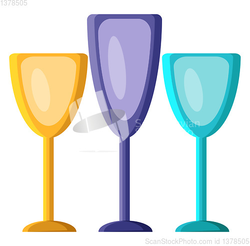 Image of Three Glasses vector color illustration.