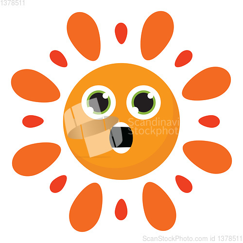 Image of Clipart of the astonished hot burning sun, vector or color illus