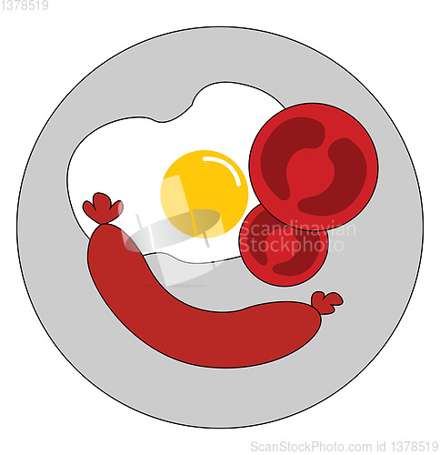 Image of Clipart of toasted sausage with a sunny-side up egg and tomato s