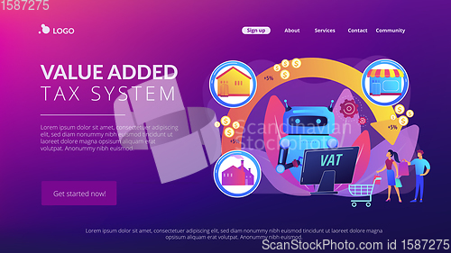 Image of Value added tax system concept landing page