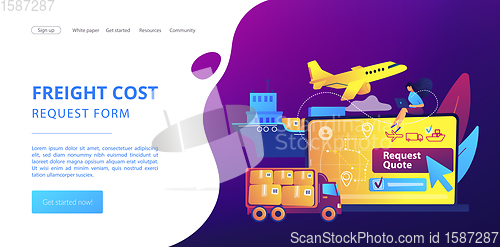 Image of Freight quote request concept landing page