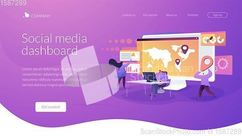 Image of Social media dashboard landing page concept