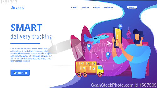 Image of Smart delivery tracking concept landing page.