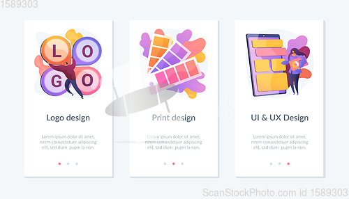 Image of Design services app interface template.