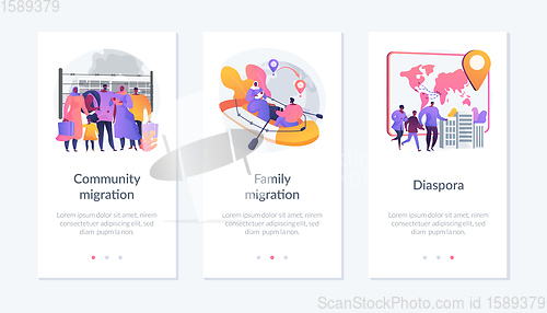 Image of Refugees, forced displacement app interface template.