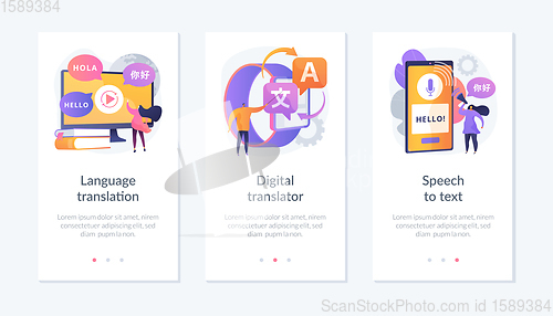 Image of Multi-language translation devices app interface template.