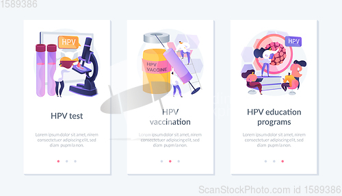 Image of HPV prevention app interface template.