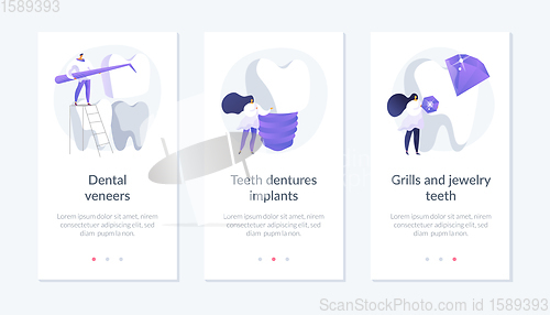 Image of Dental prosthetics app interface template.