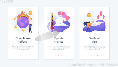 Image of Climate change consequences app interface template.