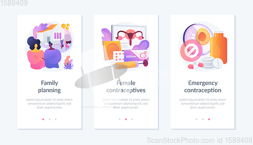 Image of Family planning and birth control app interface template.