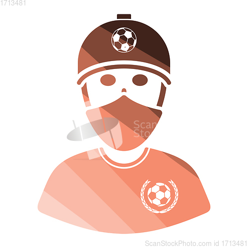 Image of Football fan with covered  face by scarf icon