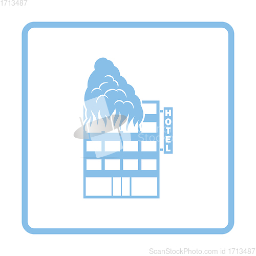 Image of Hotel building in fire icon