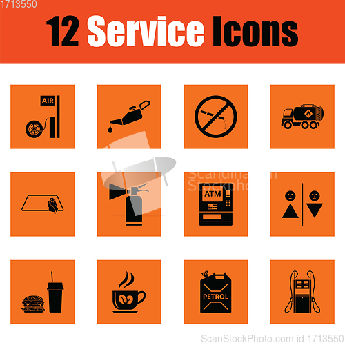 Image of Set of twelve Petrol station icons