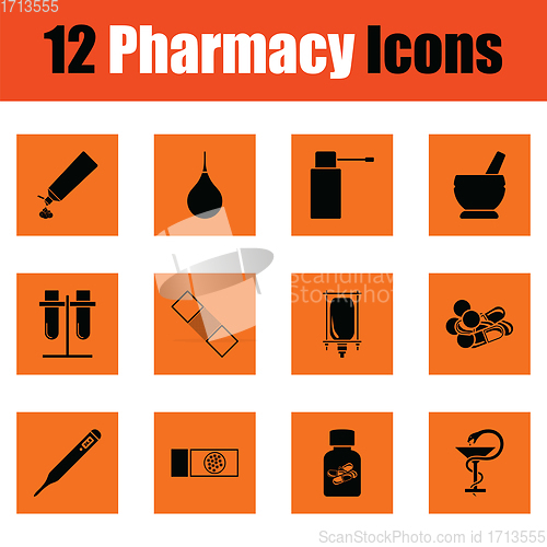 Image of Set of twelve pharmacy icons