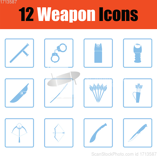 Image of Set of twelve weapon icons