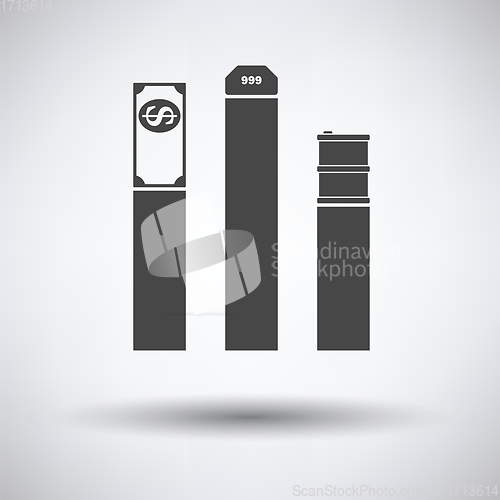 Image of Oil, dollar and gold chart concept icon