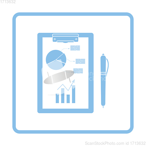 Image of Writing tablet with analytics chart and pen icon