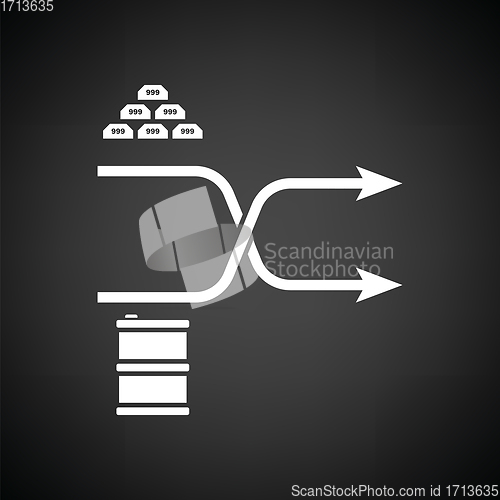 Image of Gold and oil comparison chart icon