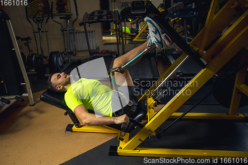 Image of Disabled man training in the gym of rehabilitation center