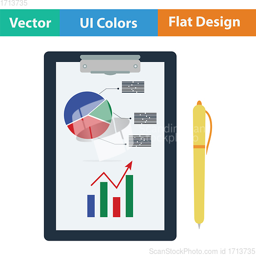 Image of Writing tablet with analytics chart icon