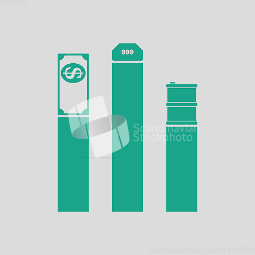 Image of Oil, dollar and gold chart concept icon