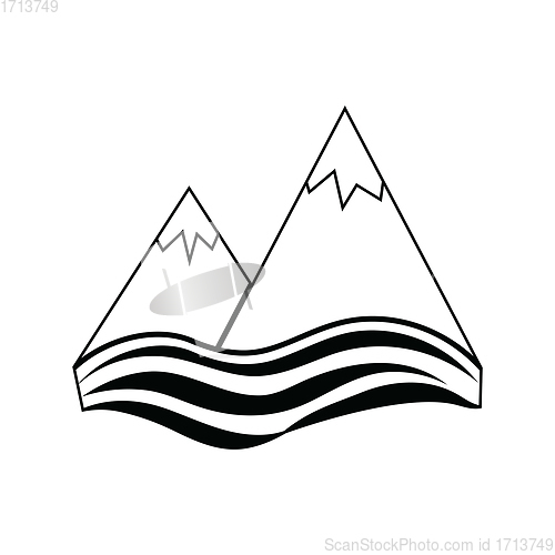 Image of Icon of snow peaks cliff on sea