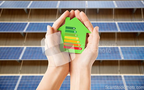 Image of hands holding house with energy levels