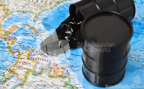 Image of Oil drums spilling oil to the map