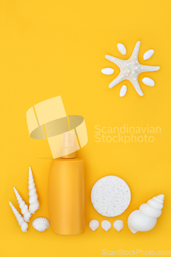 Image of Sun Cream Bottle for Safe Sunbathing Protection